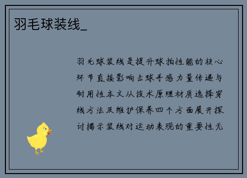 羽毛球装线_